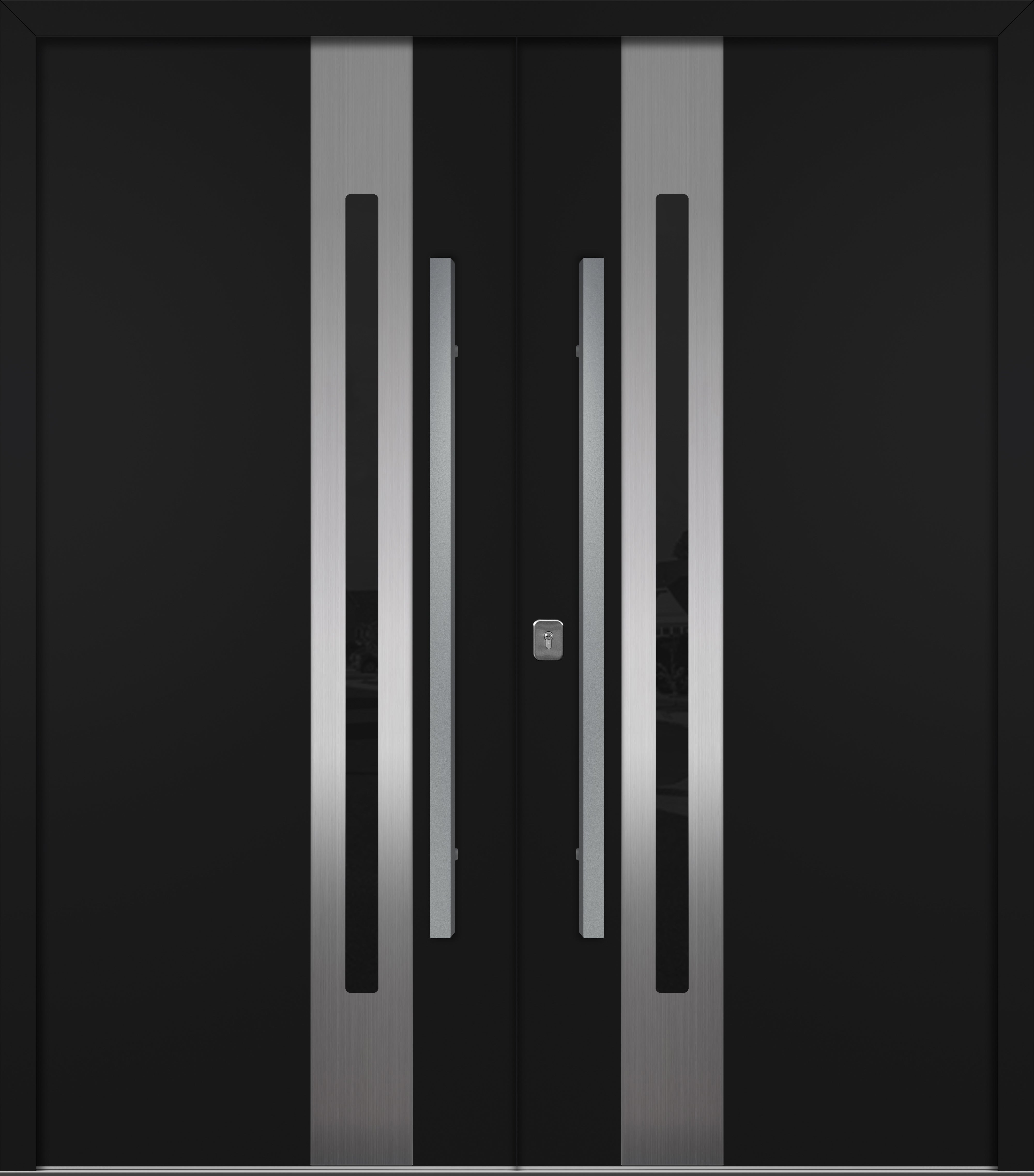 Nova Inox S2 Modern Exterior Double Door 72x80 - Unit 74x81 1/2 - Black
