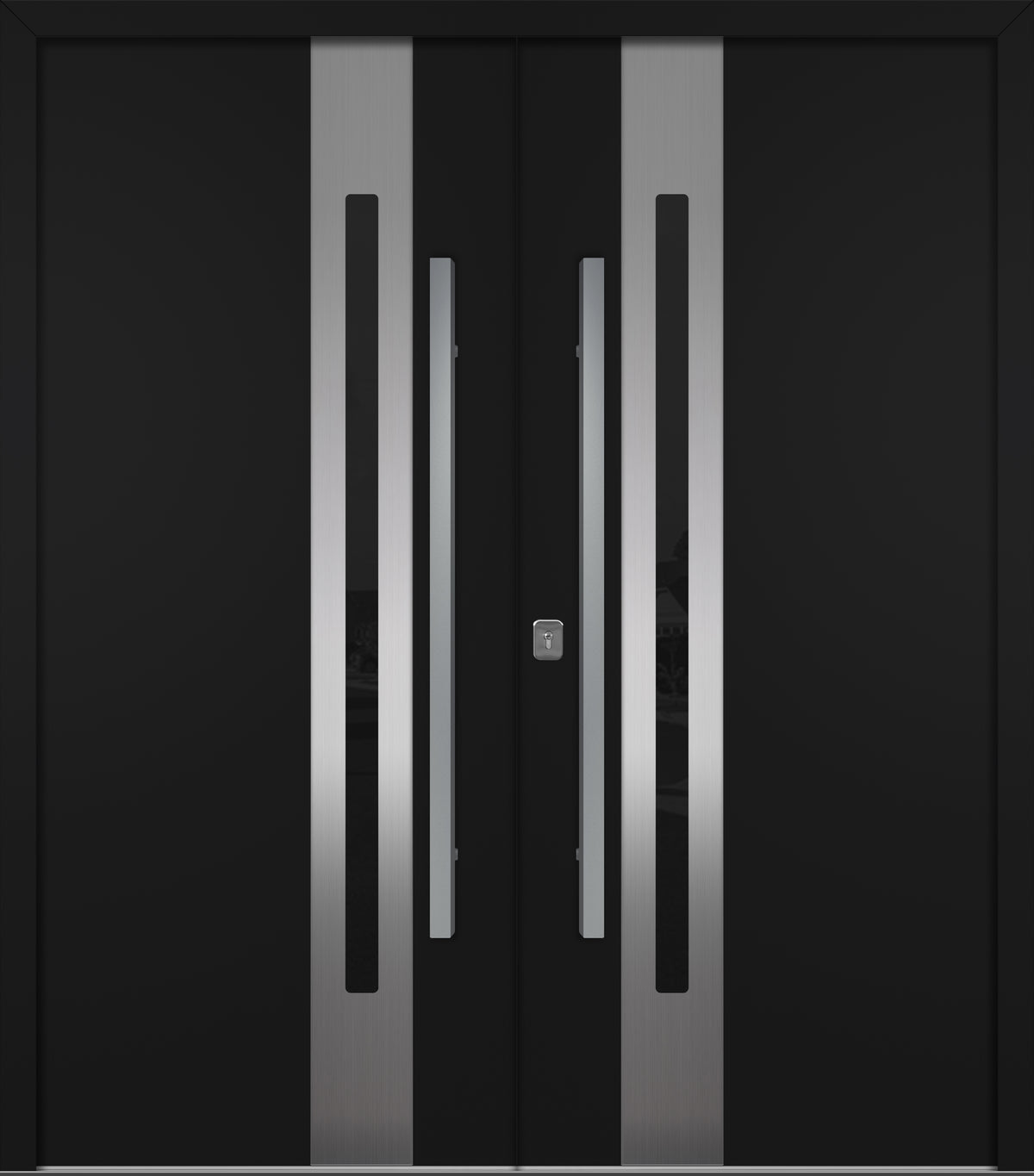 Nova Inox S2 Modern Exterior Double Door 72x80 - Unit 74x81 1/2 - Black - Doors and Beyond