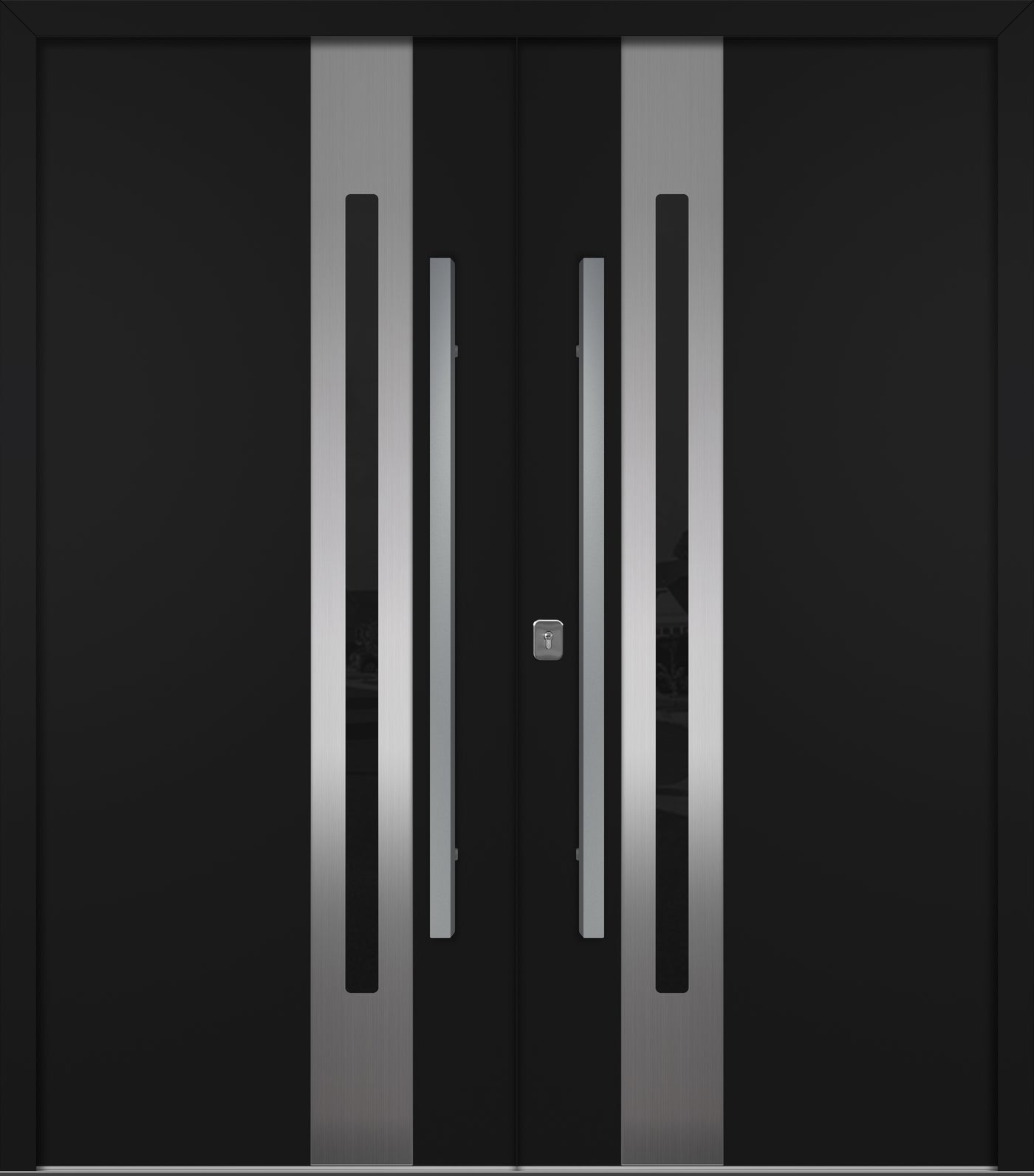 Nova Inox S2 Modern Exterior Double Door 72x80 - Unit 74x81 1/2 - Black - Doors and Beyond