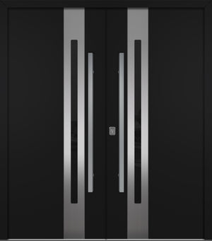 Nova Inox S2 Modern Exterior Double Door 72x80 - Unit 74x81 1/2 - Black - Doors and Beyond