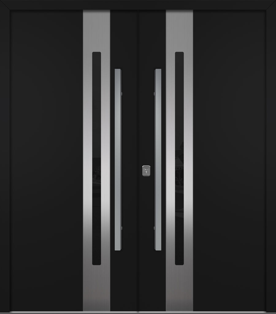Nova Inox S2 Modern Exterior Double Door 72x80 - Unit 74x81 1/2 - Black - Doors and Beyond