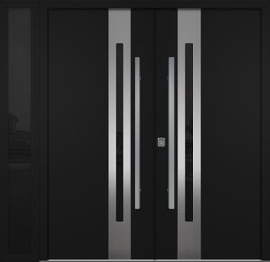 Nova Inox S2 Modern Exterior Double Door W/ (1) 12" Sidelight - Unit 86x81 3/8 - Black - Doors and Beyond