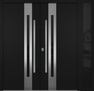 Nova Inox S2 Modern Exterior Double Door W/ (1) 12" Sidelight - Unit 86x81 3/8 - Black - Doors and Beyond