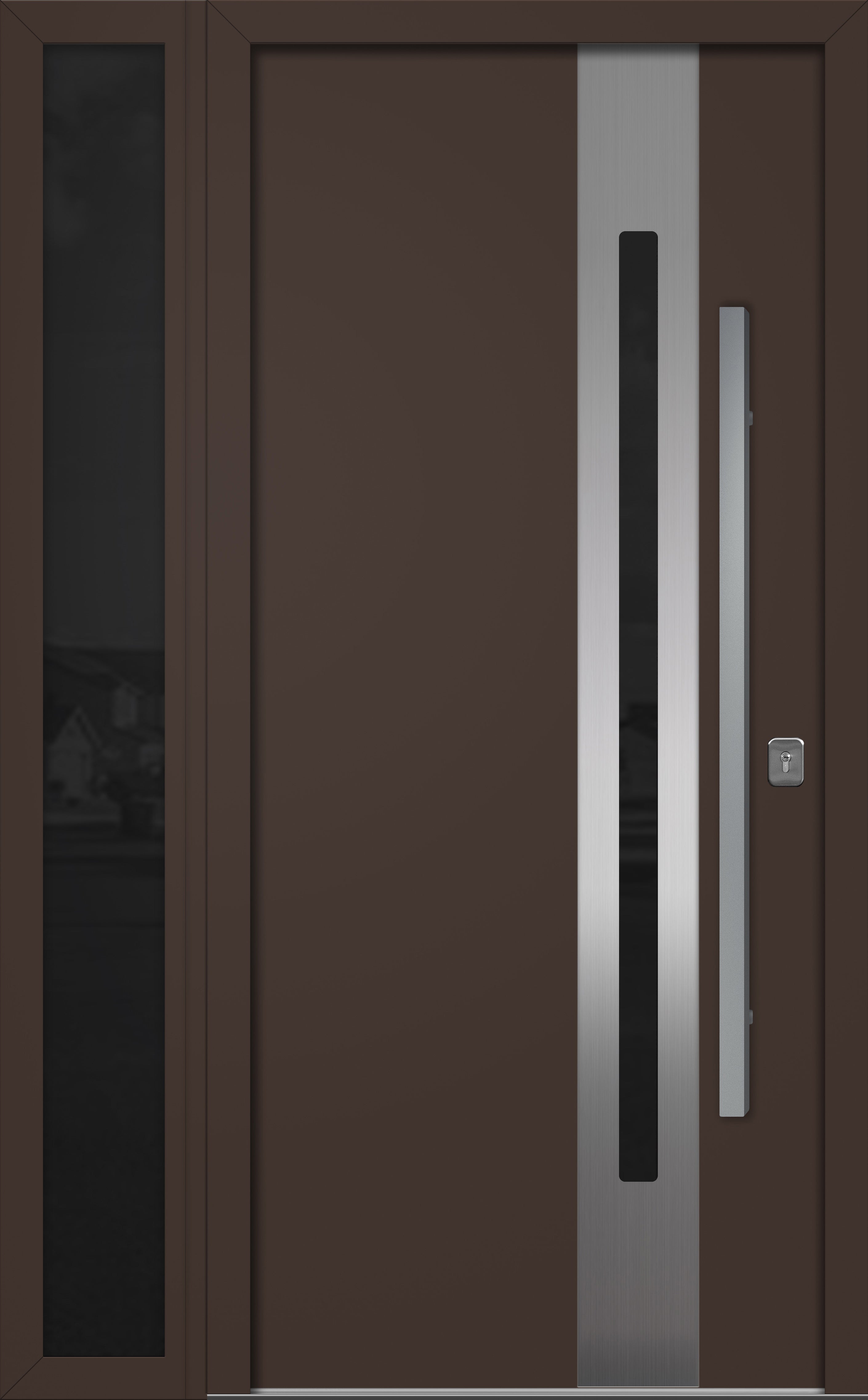 Nova Inox S2 Modern Exterior Single Door W/ (1) 12" Sidelight - Unit 50x81 3/8 - Brown
