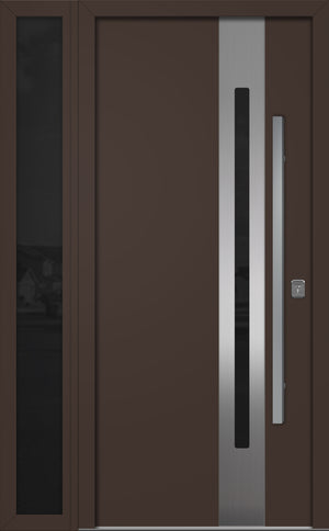 Nova Inox S2 Modern Exterior Single Door W/ (1) 12" Sidelight - Unit 50x81 3/8 - Brown - Doors and Beyond