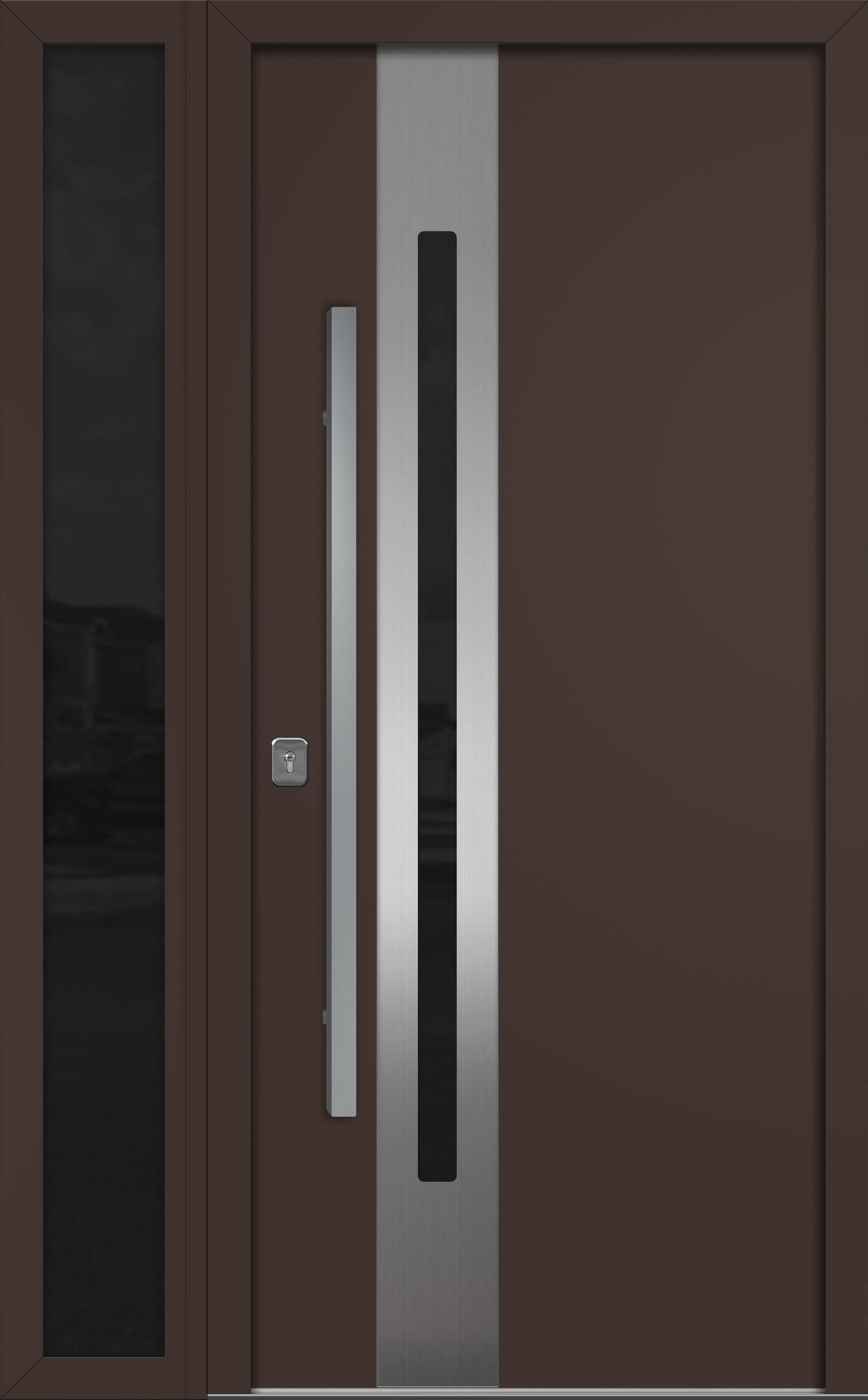 Nova Inox S2 Modern Exterior Single Door W/ (1) 12" Sidelight - Unit 50x81 3/8 - Brown
