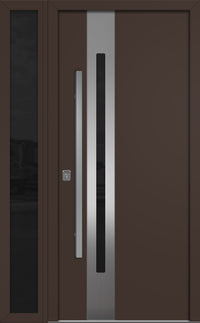 Nova Inox S2 Modern Exterior Single Door W/ (1) 12" Sidelight - Unit 50x81 3/8 - Brown - Doors and Beyond