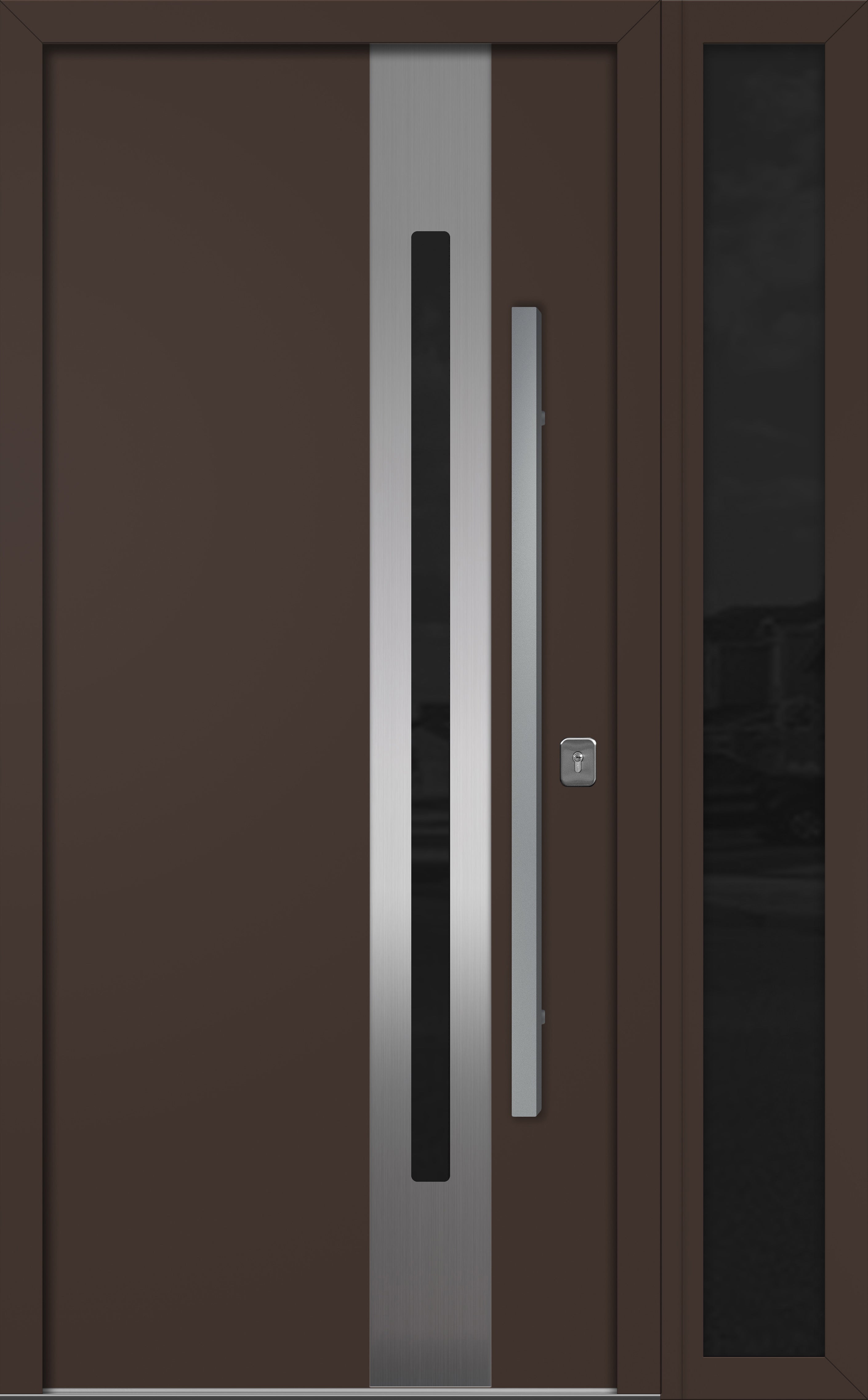 Nova Inox S2 Modern Exterior Single Door W/ (1) 12" Sidelight - Unit 50x81 3/8 - Brown
