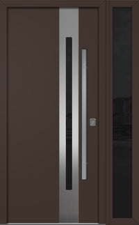 Nova Inox S2 Modern Exterior Single Door W/ (1) 12" Sidelight - Unit 50x81 3/8 - Brown - Doors and Beyond