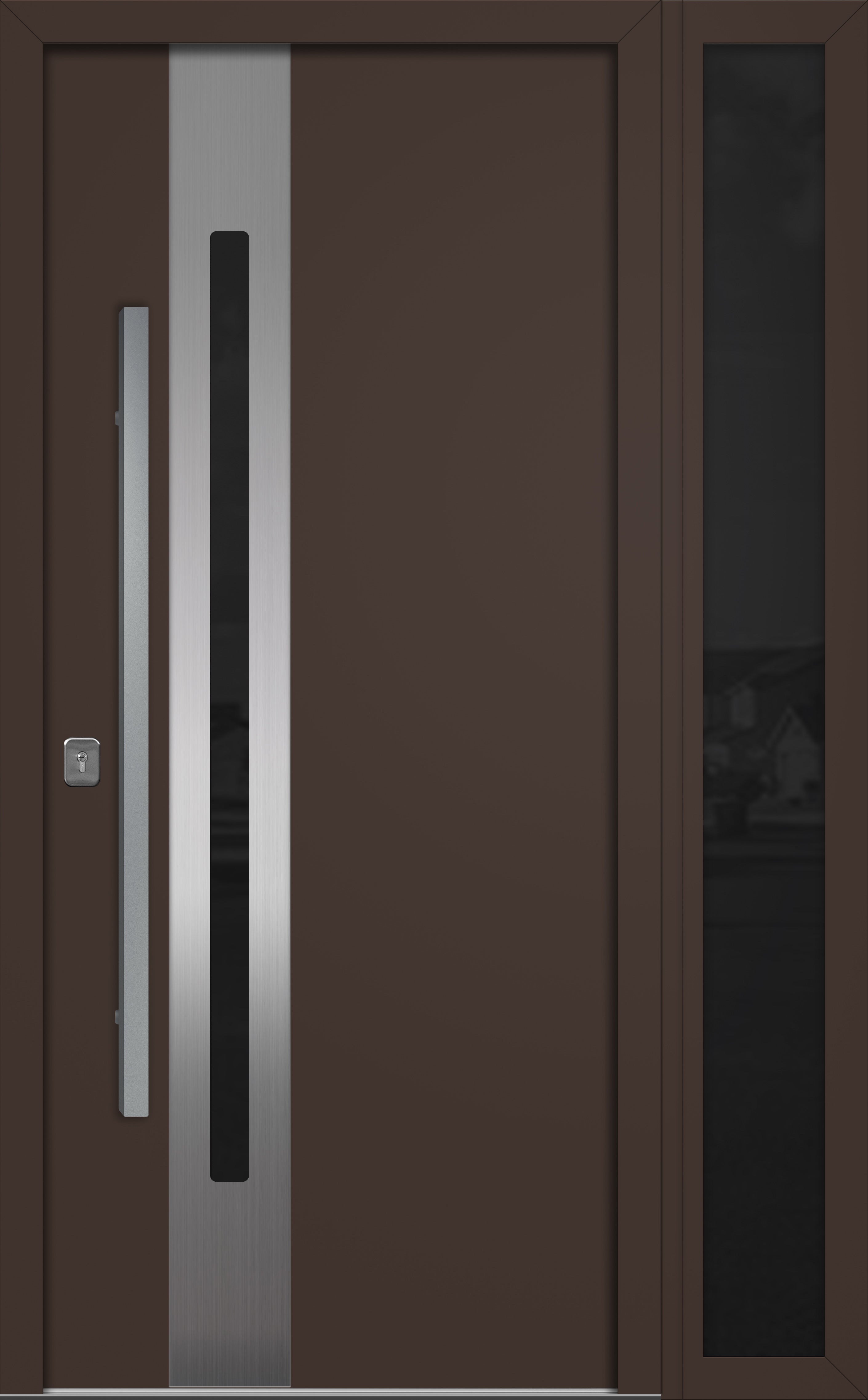 Nova Inox S2 Modern Exterior Single Door W/ (1) 12" Sidelight - Unit 50x81 3/8 - Brown