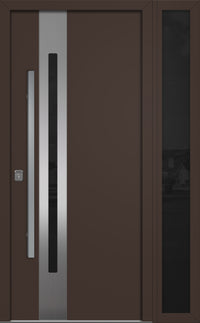 Nova Inox S2 Modern Exterior Single Door W/ (1) 12" Sidelight - Unit 50x81 3/8 - Brown - Doors and Beyond