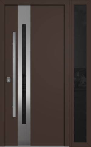 Nova Inox S2 Modern Exterior Single Door W/ (1) 12" Sidelight - Unit 50x81 3/8 - Brown - Doors and Beyond