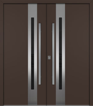Nova Inox S2 Modern Exterior Double Door 72x80 - Unit 74x81 1/2 - Brown - Doors and Beyond