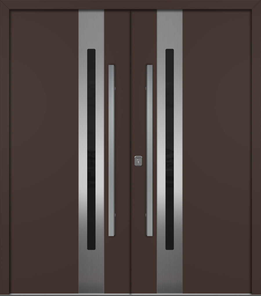 Nova Inox S2 Modern Exterior Double Door 72x80 - Unit 74x81 1/2 - Brown - Doors and Beyond
