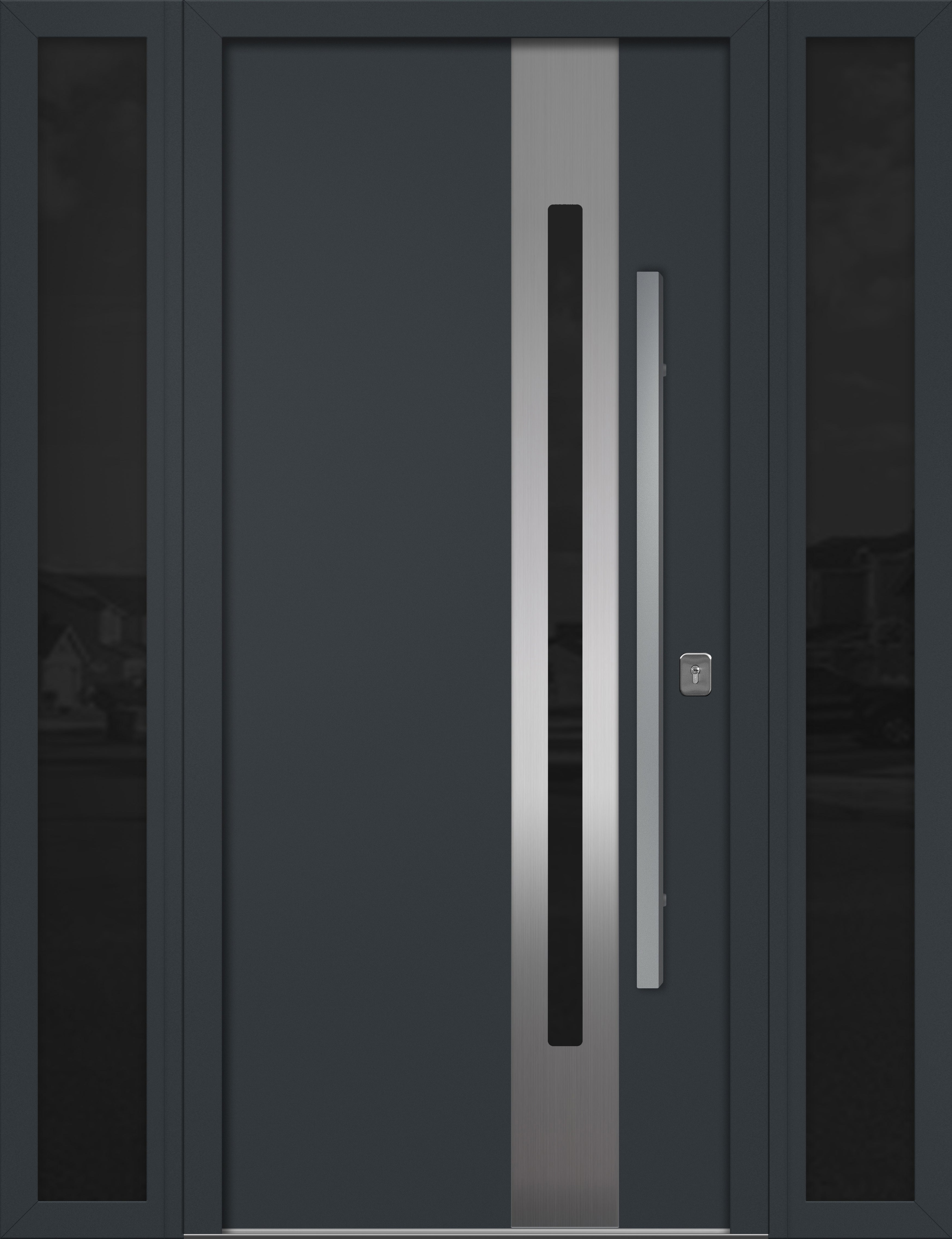 Nova Inox S2 Modern Exterior Single Door W/ (2) 12" Sidelight - Unit 62x81 3/8 - Gray