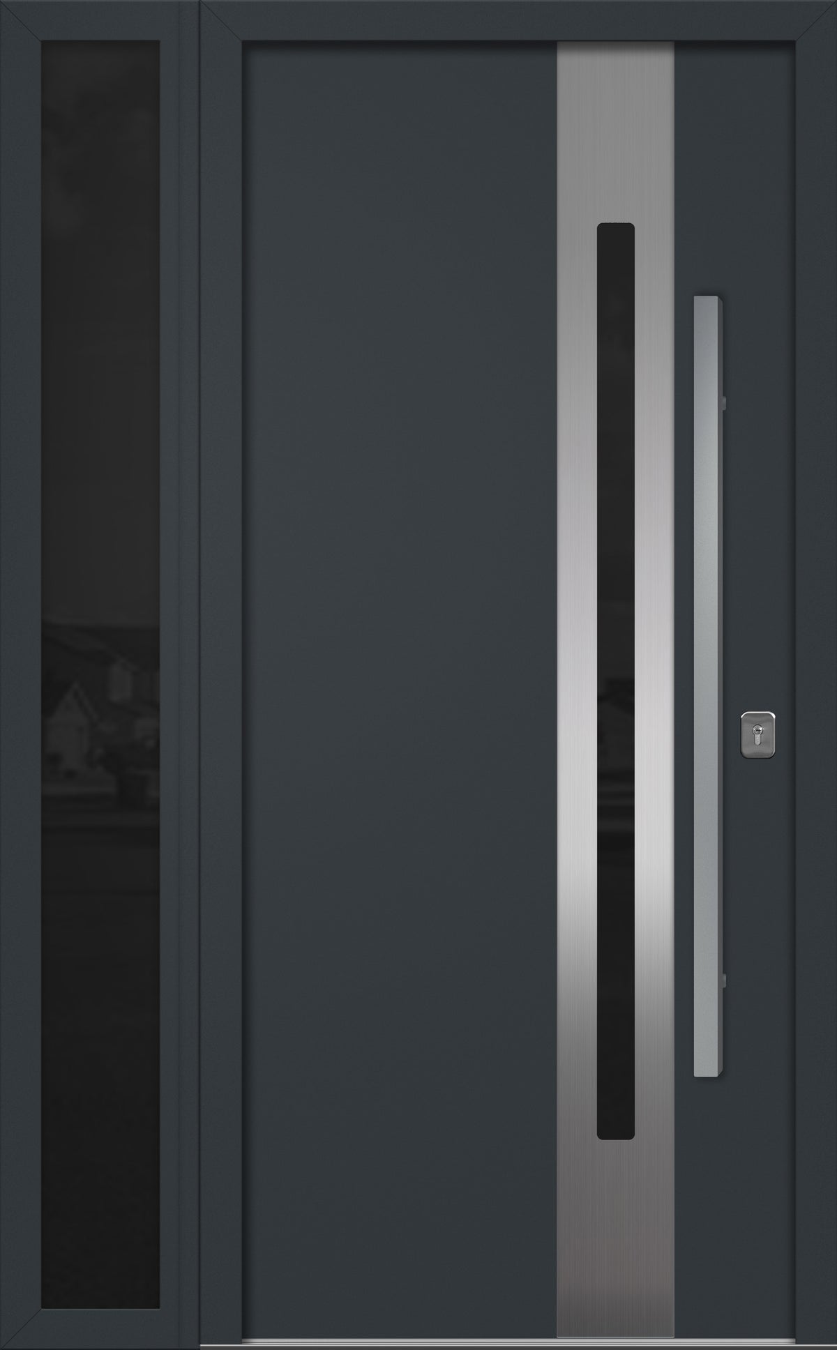 Nova Inox S2 Modern Exterior Single Door W/ (1) 12" Sidelight - Unit 50x81 3/8 - Gray - Doors and Beyond