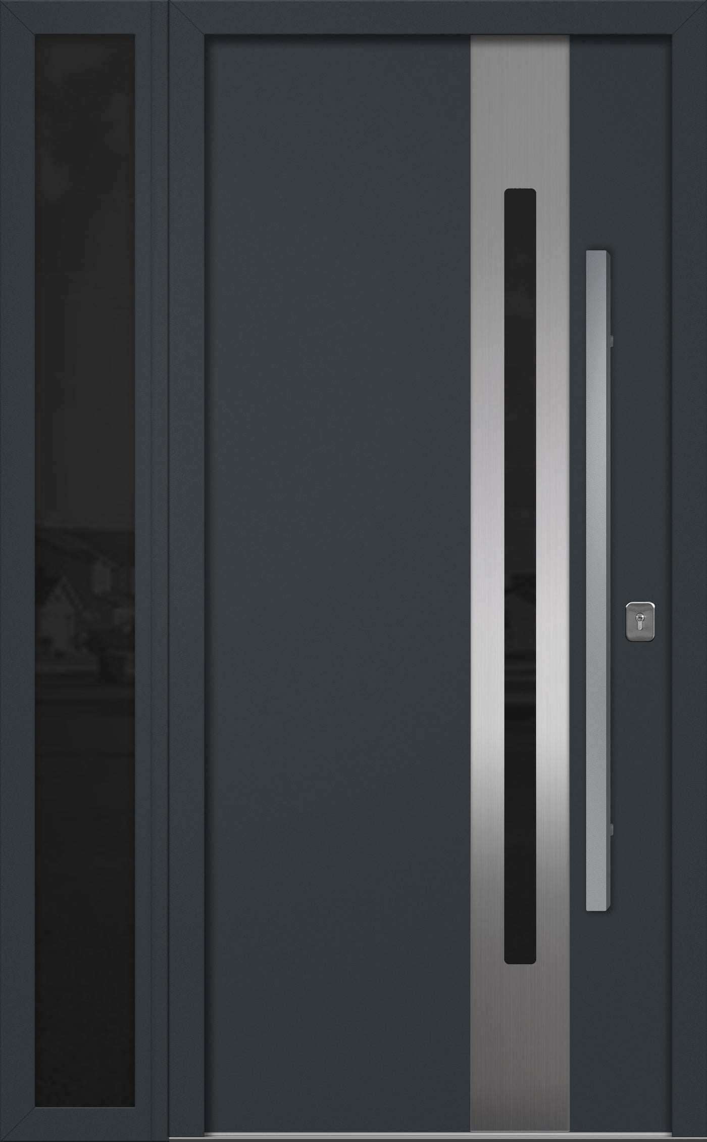 Nova Inox S2 Modern Exterior Single Door W/ (1) 12" Sidelight - Unit 50x81 3/8 - Gray - Doors and Beyond
