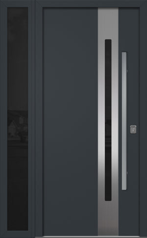 Nova Inox S2 Modern Exterior Single Door W/ (1) 12" Sidelight - Unit 50x81 3/8 - Gray - Doors and Beyond