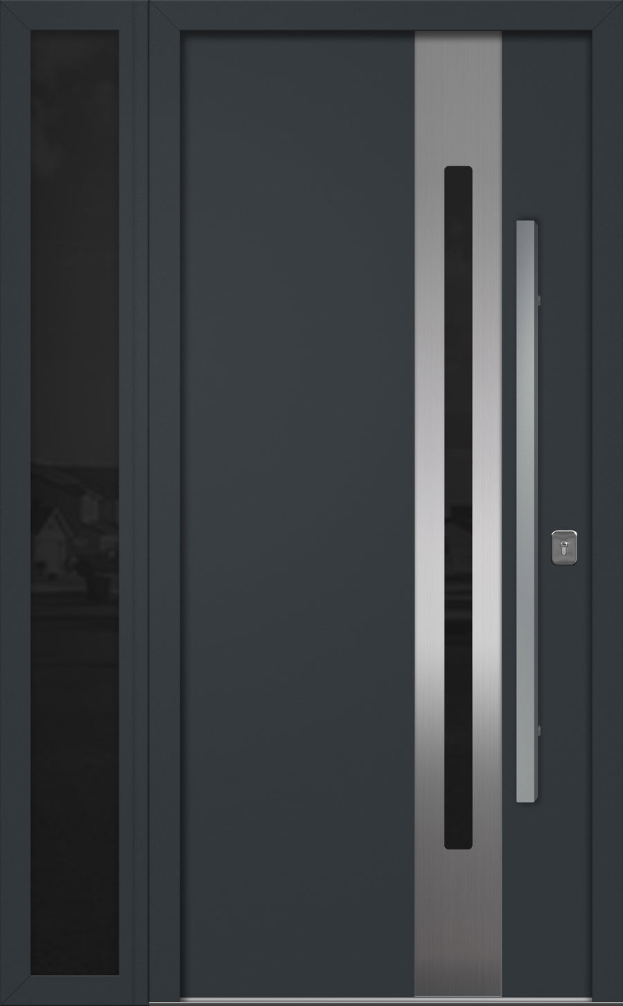 Nova Inox S2 Modern Exterior Single Door W/ (1) 12" Sidelight - Unit 50x81 3/8 - Gray - Doors and Beyond