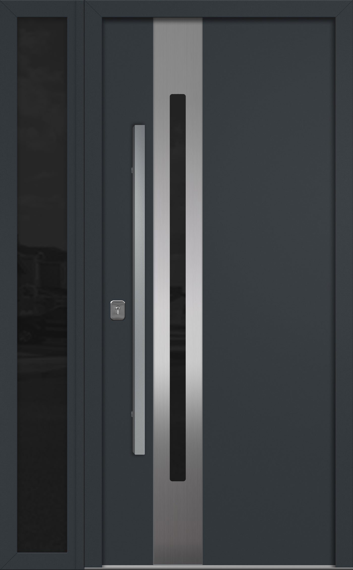 Nova Inox S2 Modern Exterior Single Door W/ (1) 12" Sidelight - Unit 50x81 3/8 - Gray - Doors and Beyond