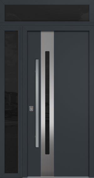 Nova Inox S2 Modern Exterior Single Door 36x80 with Sidelight and Transom - Unit 50x95 1/2 - Gray - Doors and Beyond