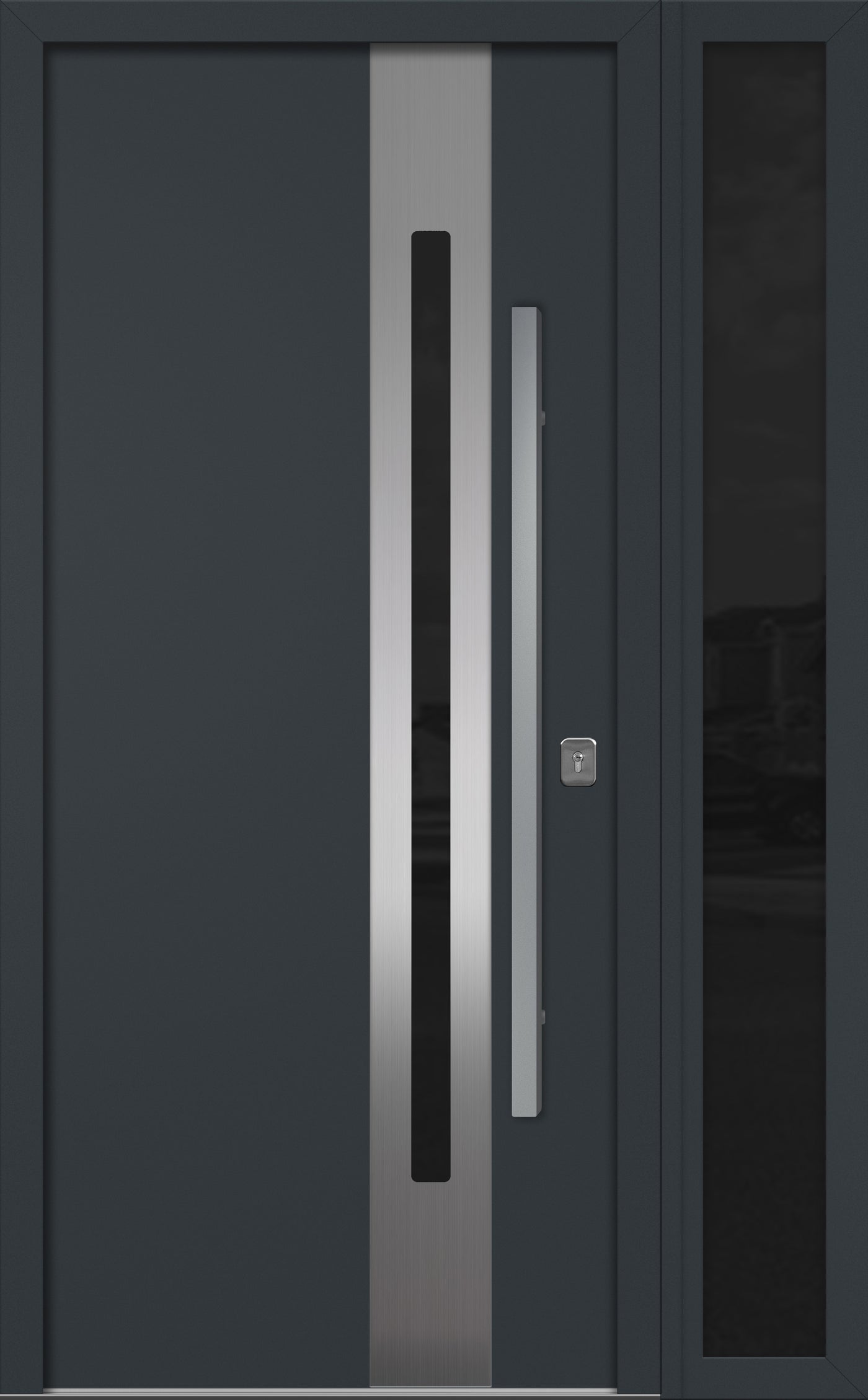 Nova Inox S2 Modern Exterior Single Door W/ (1) 12" Sidelight - Unit 50x81 3/8 - Gray - Doors and Beyond