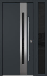 Nova Inox S2 Modern Exterior Single Door W/ (1) 12" Sidelight - Unit 50x81 3/8 - Gray - Doors and Beyond