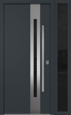 Nova Inox S2 Modern Exterior Single Door W/ (1) 12" Sidelight - Unit 50x81 3/8 - Gray - Doors and Beyond