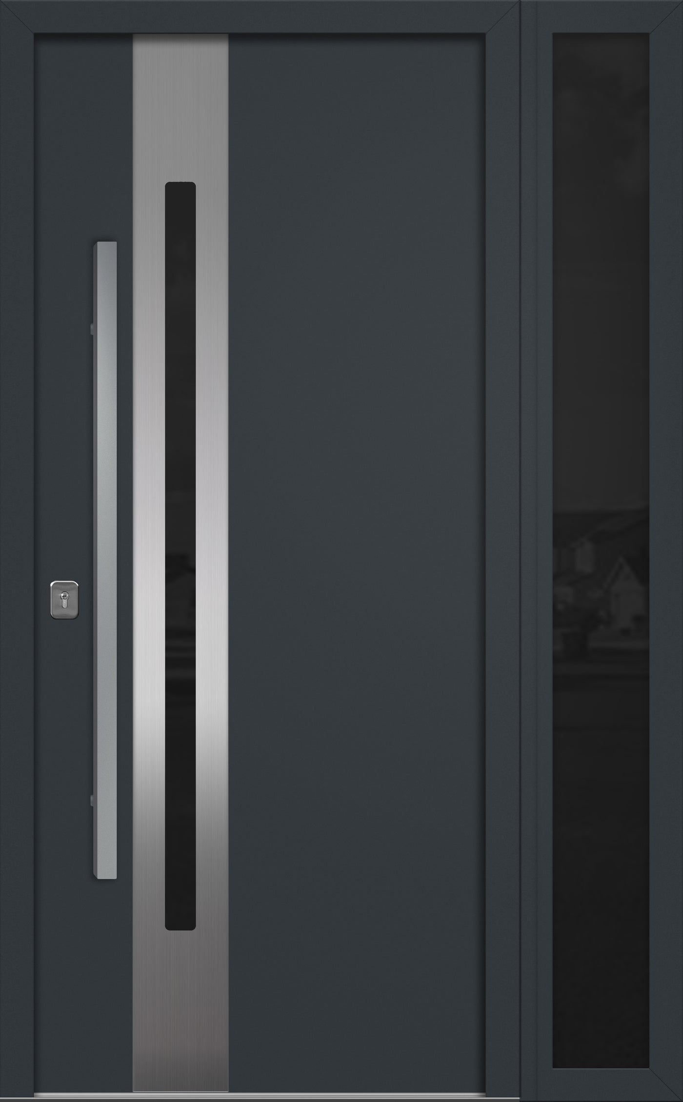 Nova Inox S2 Modern Exterior Single Door W/ (1) 12" Sidelight - Unit 50x81 3/8 - Gray - Doors and Beyond