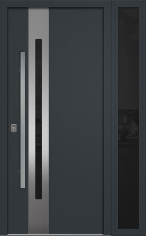 Nova Inox S2 Modern Exterior Single Door W/ (1) 12" Sidelight - Unit 50x81 3/8 - Gray - Doors and Beyond