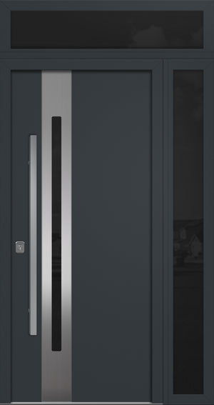Nova Inox S2 Modern Exterior Single Door 36x80 with Sidelight and Transom - Unit 50x95 1/2 - Gray - Doors and Beyond