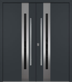 Nova Inox S2 Modern Exterior Double Door 72x80 - Unit 74x81 1/2 - Gray - Doors and Beyond