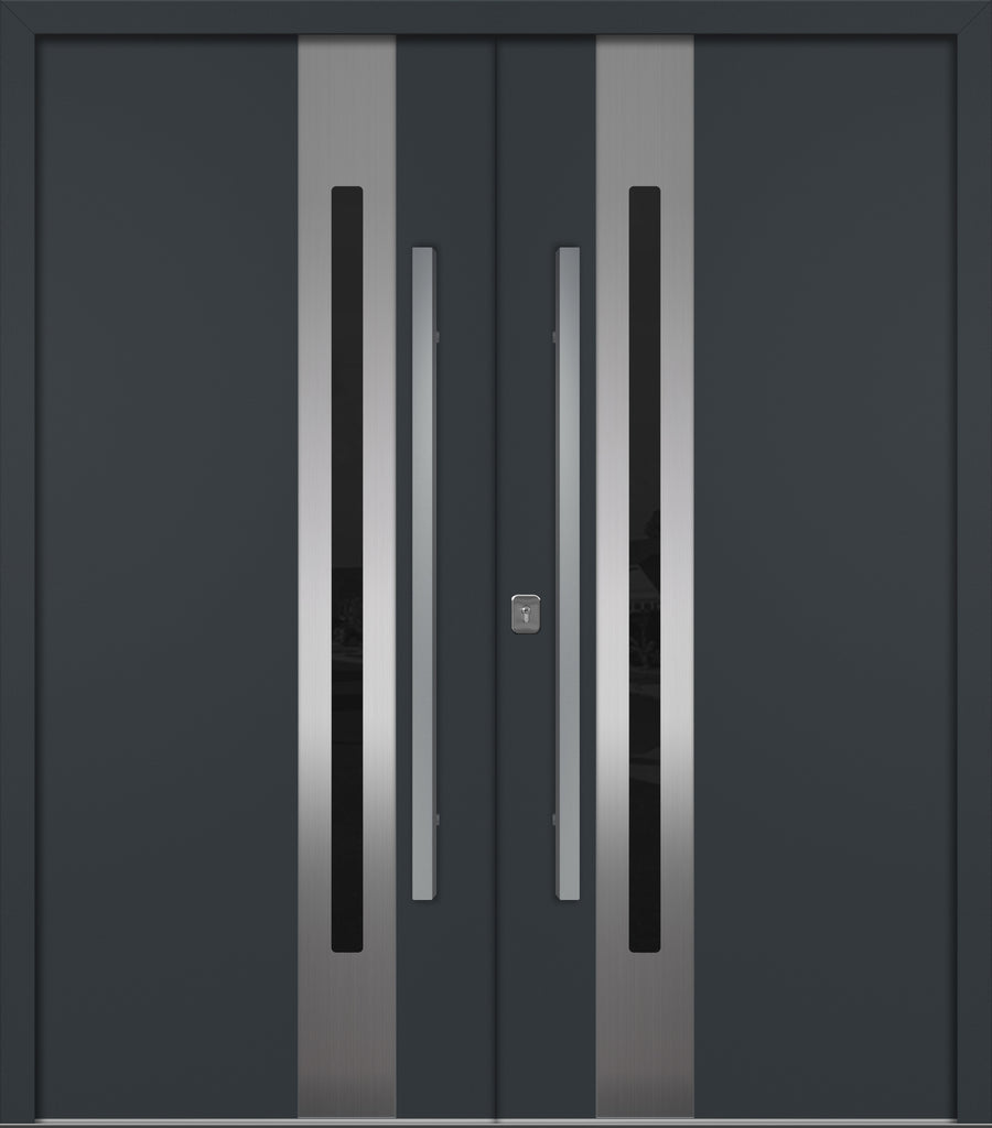 Nova Inox S2 Modern Exterior Double Door 72x80 - Unit 74x81 1/2 - Gray - Doors and Beyond