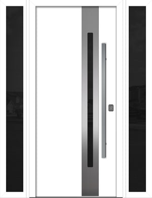 Nova Inox S2 Modern Exterior Single Door W/ (2) 12" Sidelight - Unit 62x81 3/8 - White - Doors and Beyond