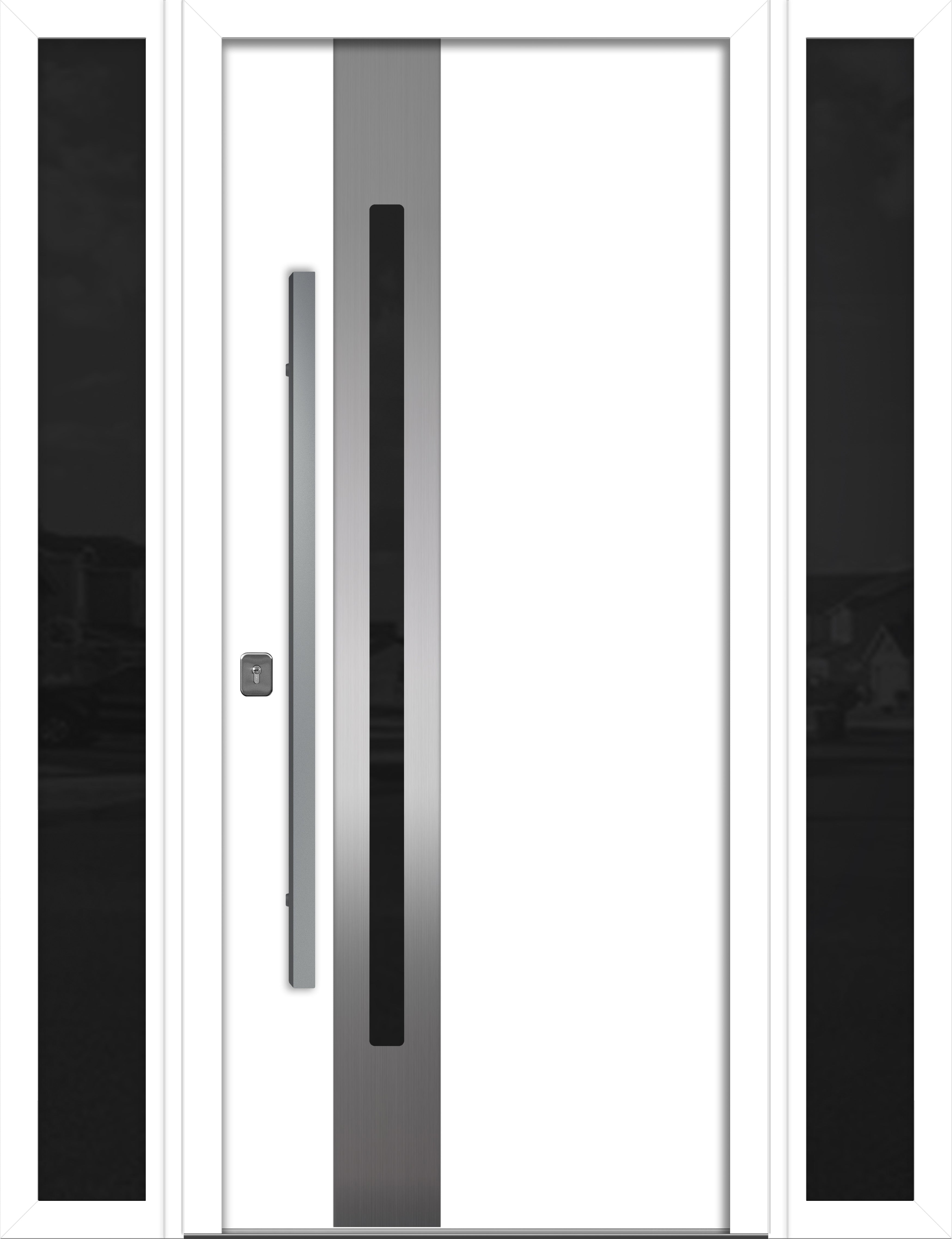 Nova Inox S2 Modern Exterior Single Door W/ (2) 12" Sidelight - Unit 62x81 3/8 - White