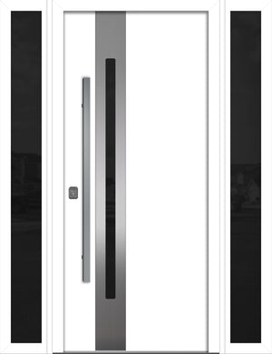 Nova Inox S2 Modern Exterior Single Door W/ (2) 12" Sidelight - Unit 62x81 3/8 - White - Doors and Beyond