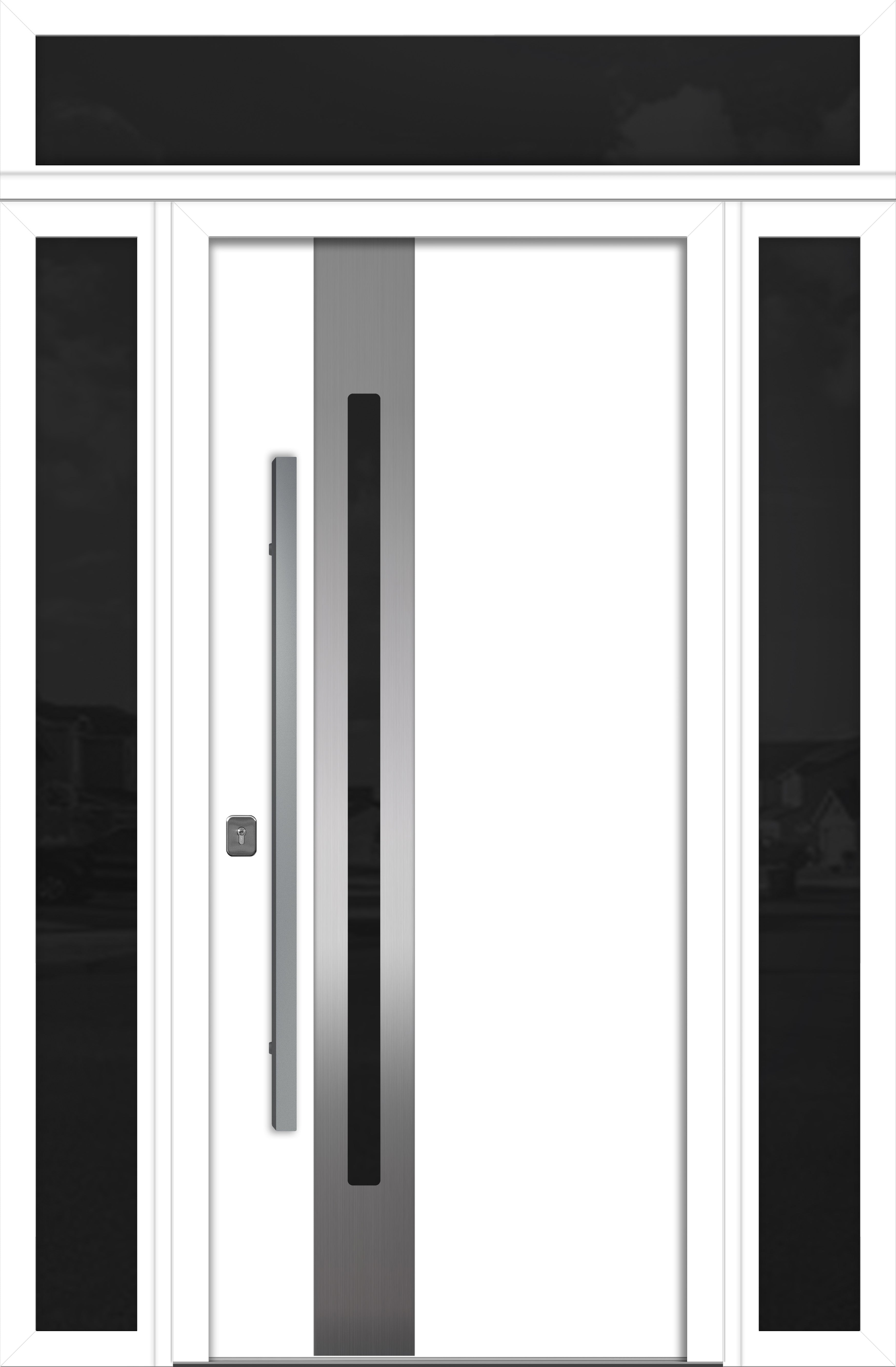 Nova Inox S2 Modern Exterior Single Door 36x80 with 2 Sidelight and Transom - Unit 62x95 1/2 - White
