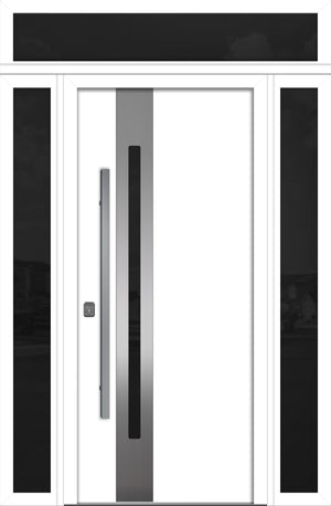 Nova Inox S2 Modern Exterior Single Door 36x80 with 2 Sidelight and Transom - Unit 62x95 1/2 - White - Doors and Beyond