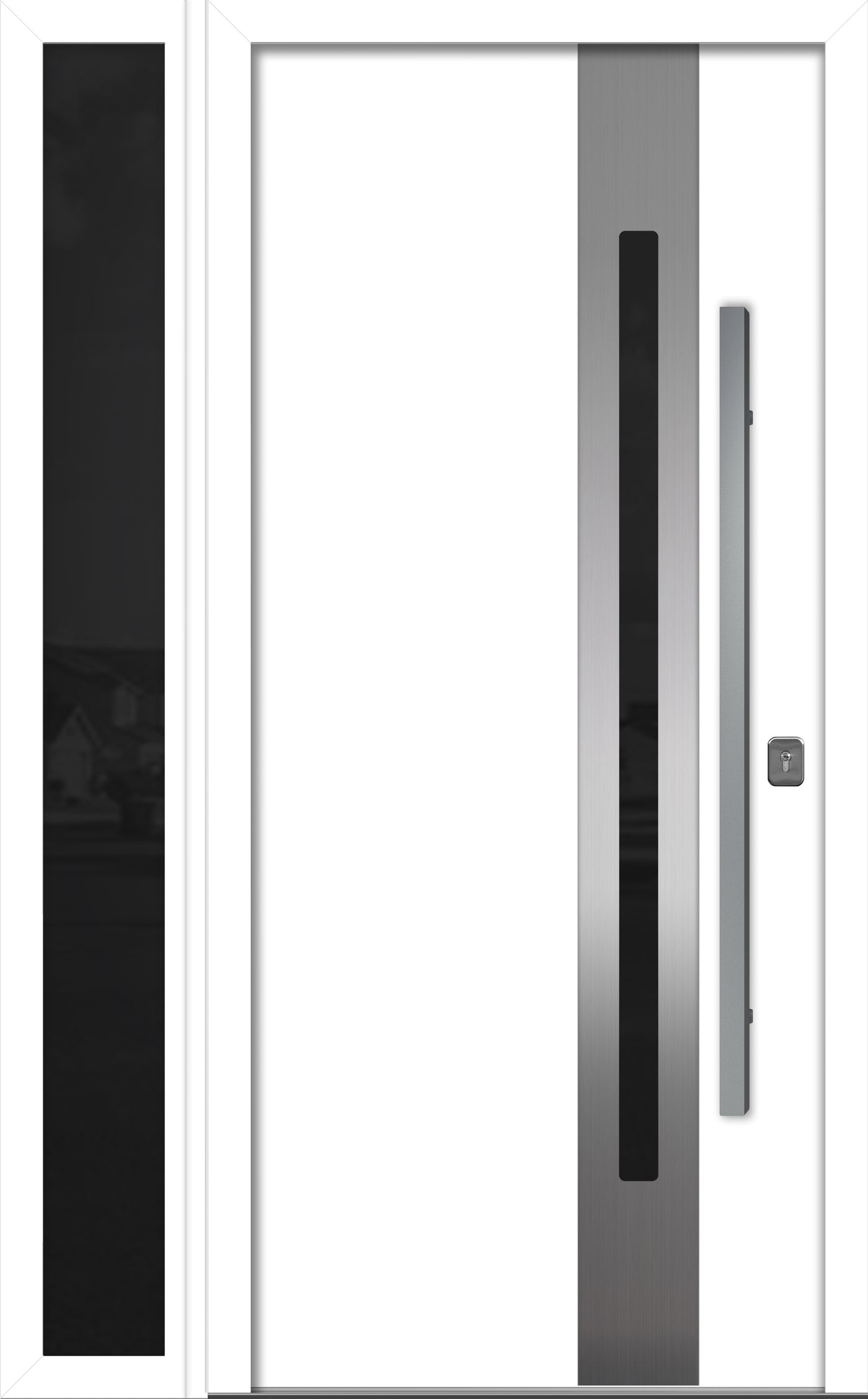 Nova Inox S2 Modern Exterior Single Door W/ (1) 12" Sidelight - Unit 50x81 3/8 - White - Doors and Beyond