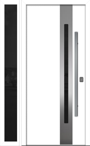 Nova Inox S2 Modern Exterior Single Door W/ (1) 12" Sidelight - Unit 50x81 3/8 - White - Doors and Beyond