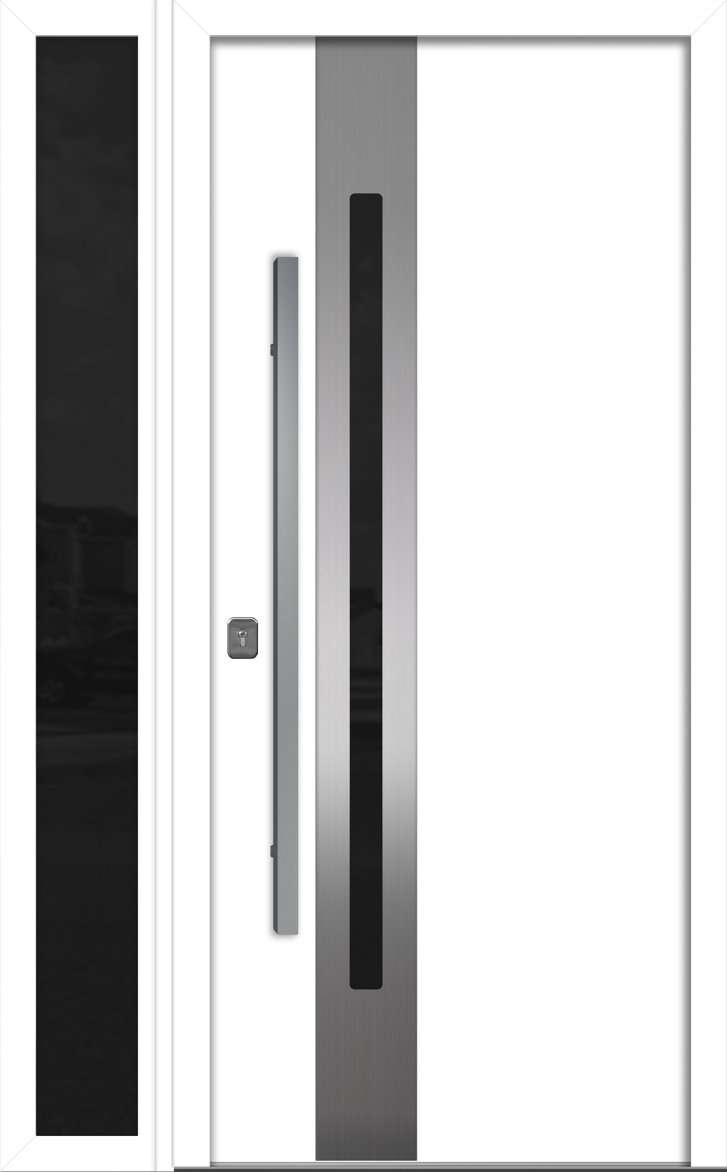 Nova Inox S2 Modern Exterior Single Door W/ (1) 12" Sidelight - Unit 50x81 3/8 - White