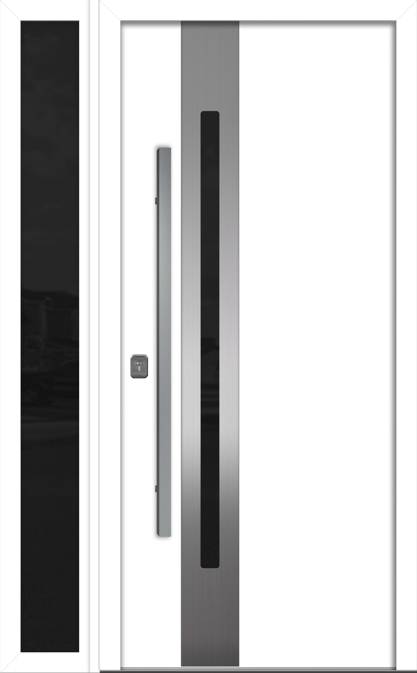 Nova Inox S2 Modern Exterior Single Door W/ (1) 12" Sidelight - Unit 50x81 3/8 - White - Doors and Beyond