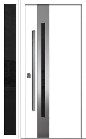 Nova Inox S2 Modern Exterior Single Door W/ (1) 12" Sidelight - Unit 50x81 3/8 - White - Doors and Beyond