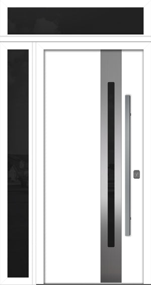 Nova Inox S2 Modern Exterior Single Door 36x80 with Sidelight and Transom - Unit 50x95 1/2 - White - Doors and Beyond