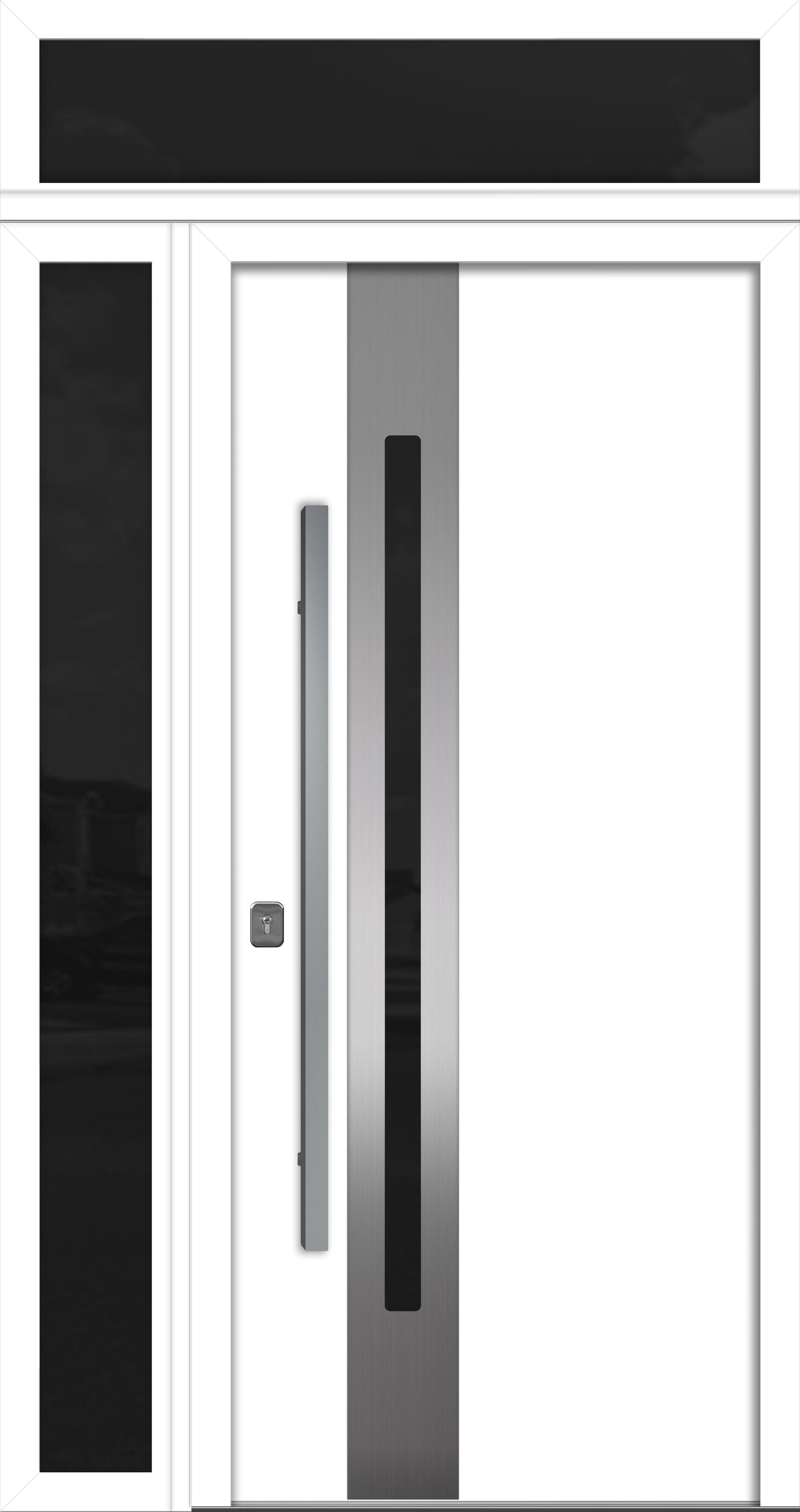 Nova Inox S2 Modern Exterior Single Door 36x80 with Sidelight and Transom - Unit 50x95 1/2 - White - Doors and Beyond