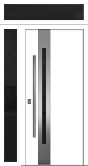 Nova Inox S2 Modern Exterior Single Door 36x80 with Sidelight and Transom - Unit 50x95 1/2 - White - Doors and Beyond