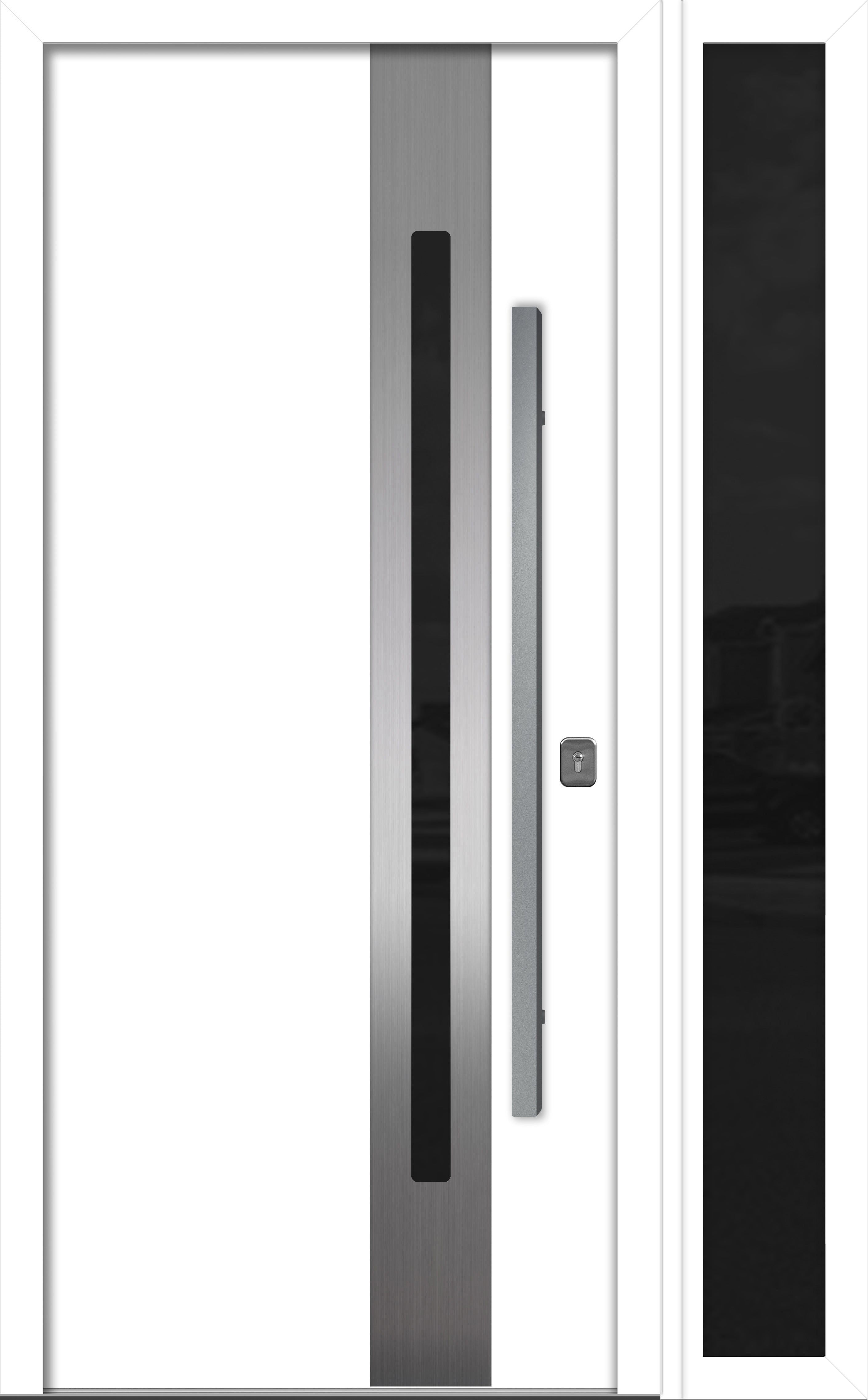 Nova Inox S2 Modern Exterior Single Door W/ (1) 12" Sidelight - Unit 50x81 3/8 - White
