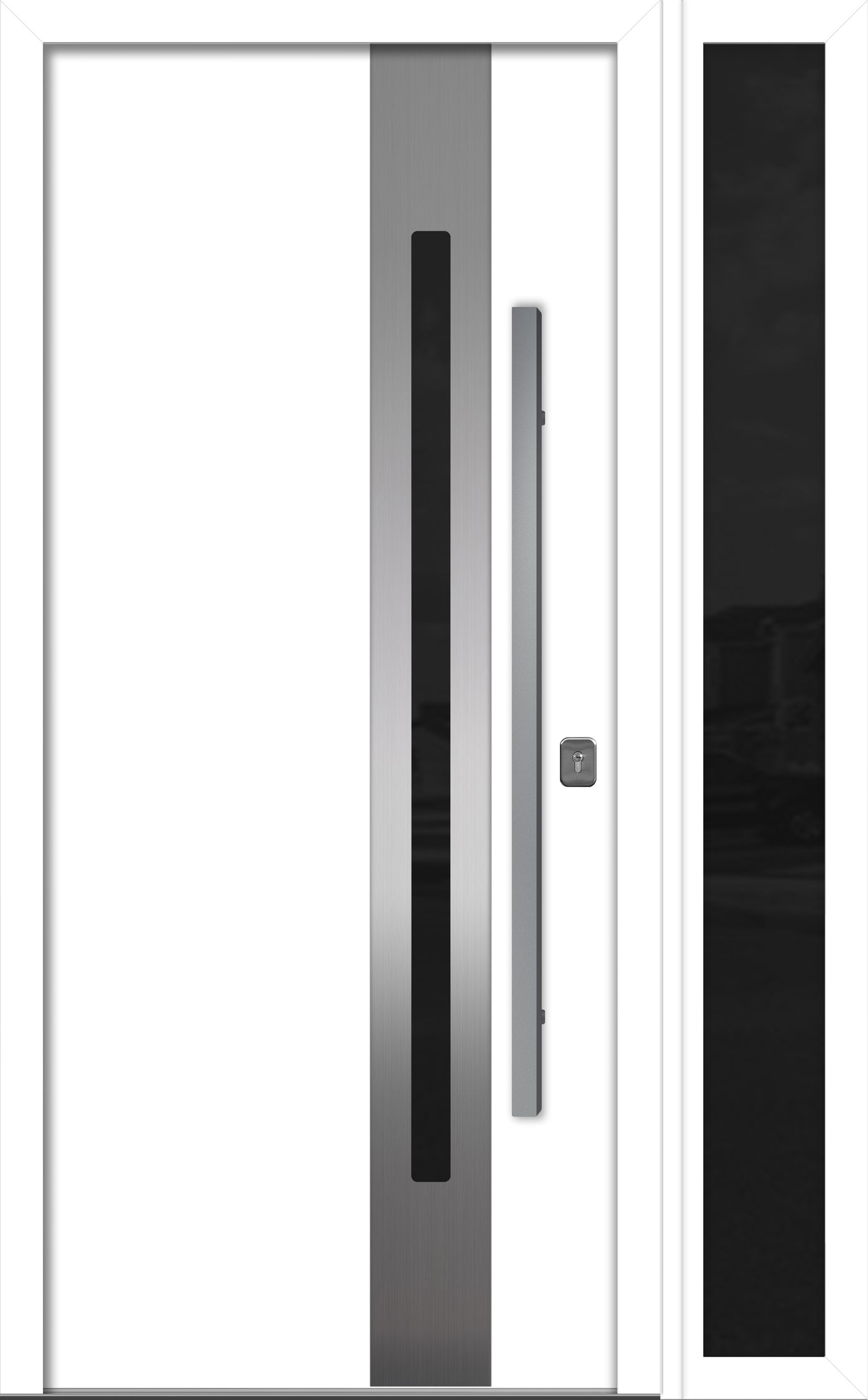 Nova Inox S2 Modern Exterior Single Door W/ (1) 12" Sidelight - Unit 50x81 3/8 - White - Doors and Beyond