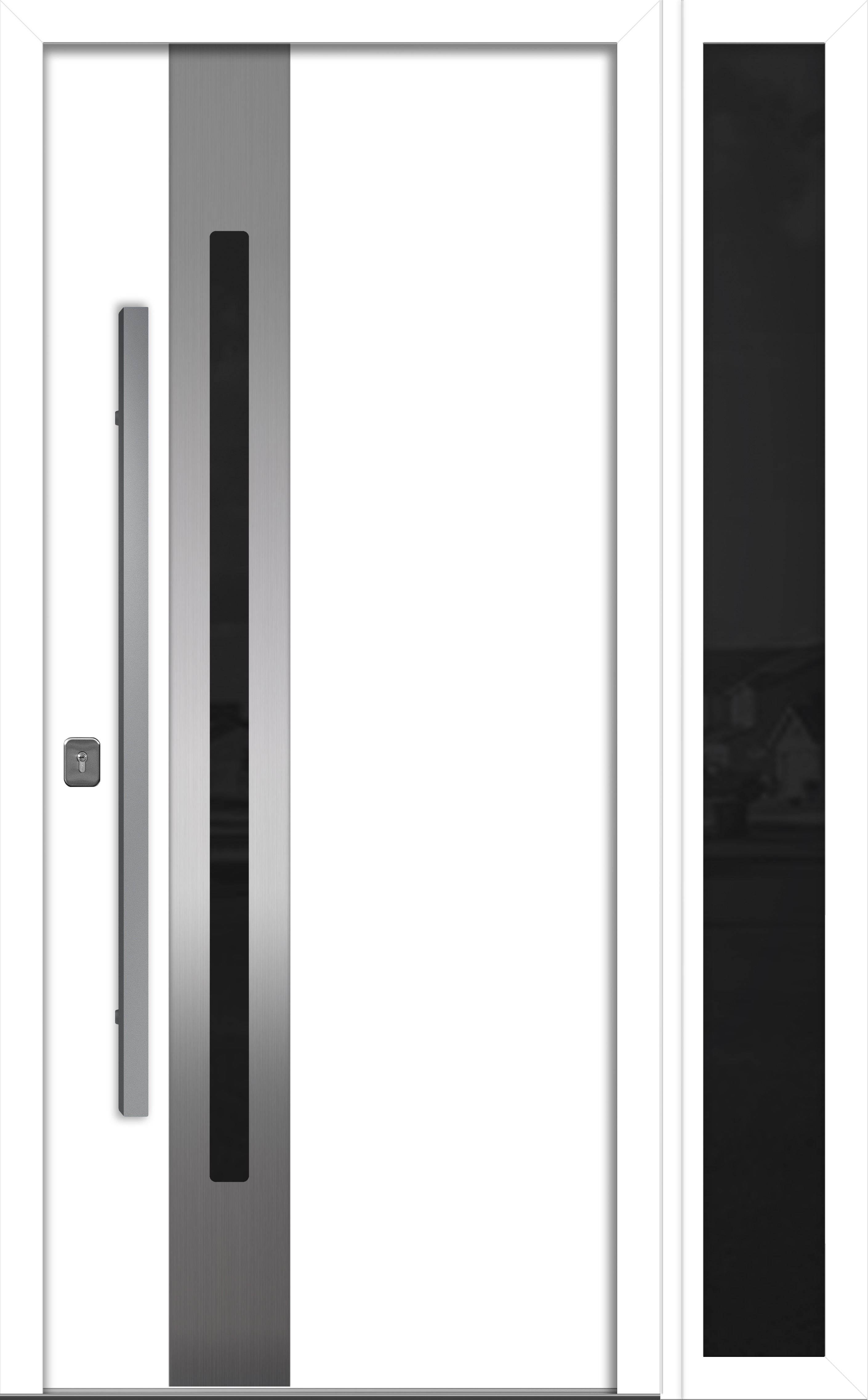 Nova Inox S2 Modern Exterior Single Door W/ (1) 12" Sidelight - Unit 50x81 3/8 - White