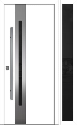 Nova Inox S2 Modern Exterior Single Door W/ (1) 12" Sidelight - Unit 50x81 3/8 - White - Doors and Beyond